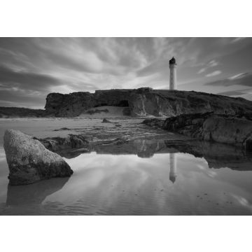 Lais Puzzle - Erstaunlich Sonnenuntergang über Lossiemouth Leuchtturm (Schottland UK) in schwarz weiß - 500, 1.000 & 2.000 Teile