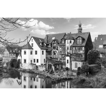 Lais Puzzle - Traditionelle Architektur in Lauf an der Pegnitz, Deutschland in schwarz weiß - 2.000 Teile