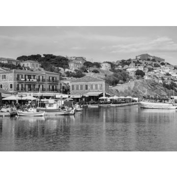 Lais Puzzle - Molyvos - Fischerdorf auf der Insel Lesbos, Griechenland in schwarz weiß - 500, 1.000 & 2.000 Teile