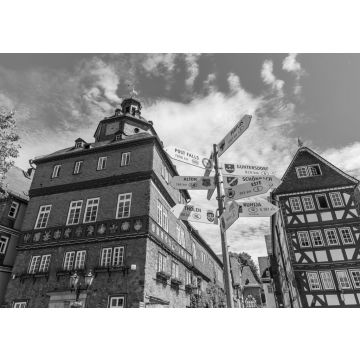 Lais Puzzle - Stadtbild auf dem Stadtplatz in Herborn, Deutschland in schwarz weiß - 500, 1.000 & 2.000 Teile