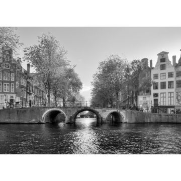 Lais Puzzle - Brücke über die Leidse Gracht an der Patrizier- oder Herrengracht (Herengracht) in Amsterdam im Frühling in schwarz weiß - 1.000 Teile