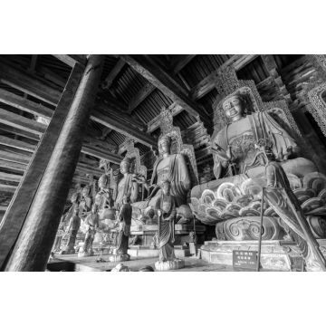 Lais Puzzle - Dafo-Tempel, Liaoning, China in schwarz weiß - 2.000 Teile