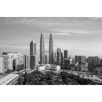 Lais Puzzle - Skyline von Kuala Lumpur am Morgen, Malaysia, Kuala Lumpur ist die Hauptstadt von Malaysia in schwarz weiß - 2.000 Teile