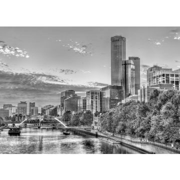 Lais Puzzle - Sonnenuntergang über dem Yarra River in Melbourne, Australien in schwarz weiß - 500, 1.000 & 2.000 Teile