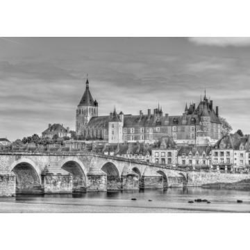 Lais Puzzle - Ansicht von Gien mit dem Schloss und der Brücke über die Loire - Frankreich in schwarz weiß - 1.000 Teile