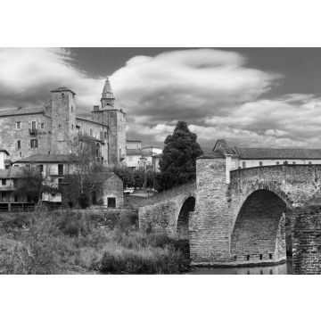 Lais Puzzle - Beeindruckendes mittelalterliches Kloster und Schloss von Bormida in der Region Asti im Piemont, Italien in schwarz weiß - 500, 1.000 & 2.000 Teile