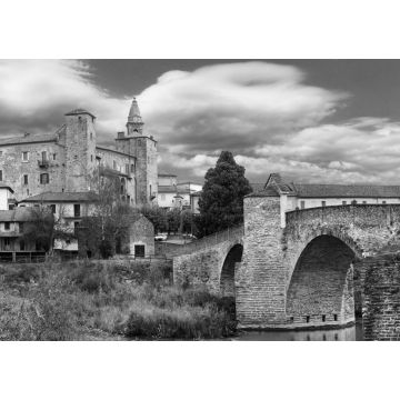 Lais Puzzle - Beeindruckendes mittelalterliches Kloster und Schloss von Bormida in der Region Asti im Piemont, Italien in schwarz weiß - 1.000 Teile