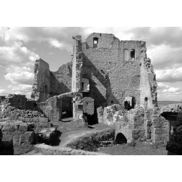 Lais Puzzle - Burgruine Homburg bei Gössenheim, Landkreis Main-Spessart, Unterfranken, Franken, Bayern, Deutschland in schwarz weiß - 1.000 Teile