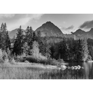 Lais Puzzle - Majestätischer Bergsee im Nationalpark Hohe Tatra. Strbske pleso, Slowakei in schwarz weiß - 1.000 Teile