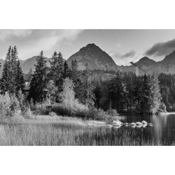 Lais Puzzle - Majestätischer Bergsee im Nationalpark Hohe Tatra. Strbske pleso, Slowakei in schwarz weiß - 2.000 Teile
