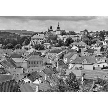 Lais Puzzle - Panorama von Trebic, einer UNESCO-Weltkulturerbestätte in der Tschechischen Republik in schwarz weiß - 1.000 Teile