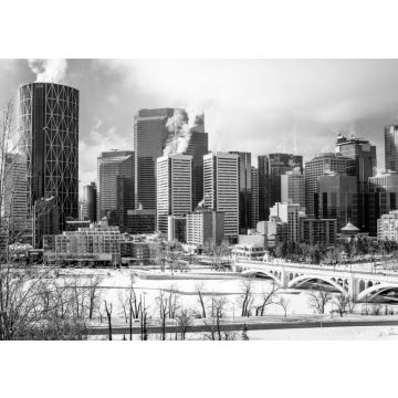 Lais Puzzle - Blick auf die Skyline von Calgary an einem kalten Wintermorgen in schwarz weiß - 500, 1.000 & 2.000 Teile