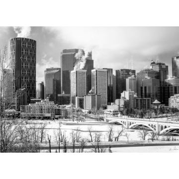 Lais Puzzle - Blick auf die Skyline von Calgary an einem kalten Wintermorgen in schwarz weiß - 1.000 Teile
