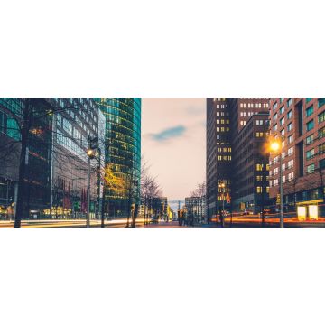 Lais Puzzle - Straße am Potsdamer Platz in der Nacht mit Linsenfackeln von fahrenden Autos, Berlin, Panorama - 2.000 Teile
