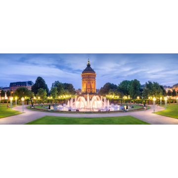 Lais Puzzle - Mannheim Rosengarten und Wasserturm bei Nacht, Panorama - 2.000 Teile