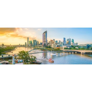 Lais Puzzle - Die Skyline der Stadt Brisbane und der Fluss Brisbane in der Dämmerung, Panorama - 2.000 Teile