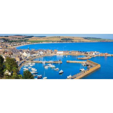 Lais Puzzle - Luftaufnahme des Hafens in der Bucht von Stonehaven, Aberdeenshire, Schottland, Panorama - 2.000 Teile