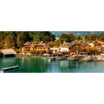 Lais Puzzle - Schönau am Königssee, Germany - September 9, 2018: Electric tourist boats on beautiful lake Konigssee pier Berchtesgaden National Park Bavaria Germany, Panorama - 2.000 Teile