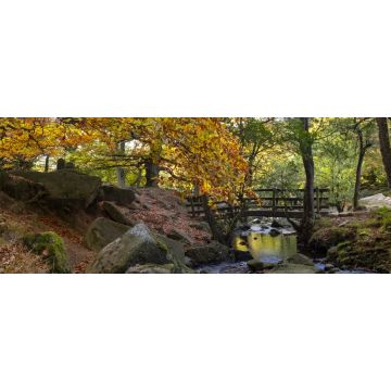 Lais Puzzle - Brücke im Padley Gorge Waldgebiet im Herbst, schöne Farben des Peak District, England, Panorama - 2.000 Teile