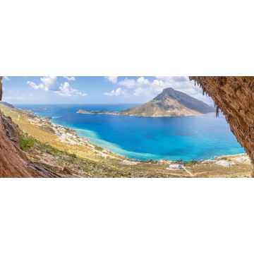 Lais Puzzle - Die berühmte "Grande Grotta", eines der beliebtesten Klettergebiete auf der Insel Kalymnos, Griechenland. Im Hintergrund die Insel Telendos, Panorama - 2.000 Teile