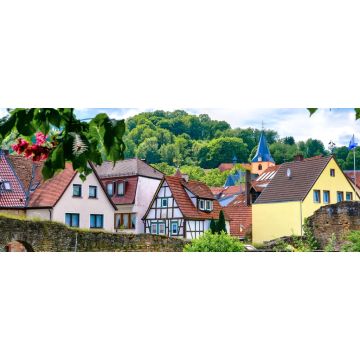 Lais Puzzle - Blick auf die alte Stadtmauer und Fachwerkhäuser in Bad Orb, Hessen, Deutschland, Panorama - 2.000 Teile