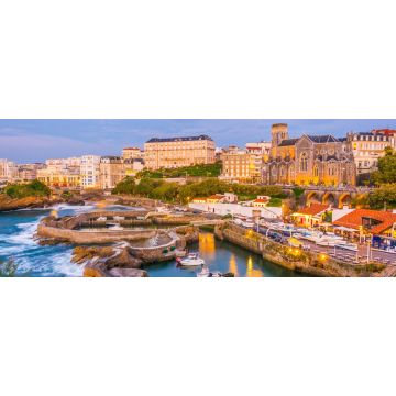 Lais Puzzle - Sonnenuntergang Blick auf Yachthafen in Biarritz, Frankreich, Panorama - 2.000 Teile