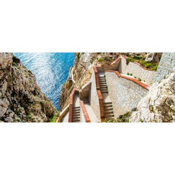 Lais Puzzle - Die Treppe, die zur Neptun-Grotte in der Nähe von Alghero auf Sardinien, Panorama - 2.000 Teile
