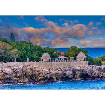 Lais Puzzle - Eine Steinmauer und Aussichtspunkte über dem Meer an der Küste von Haiti - 1.000 Teile