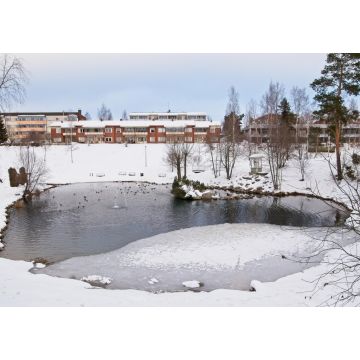 Lais Puzzle - Teich und Gebäude im Winter in Orimattila, Finnland - 1.000 Teile