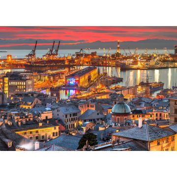 Lais Puzzle - Genua, Italien Stadtsilhouette am Hafen - 1.000 Teile