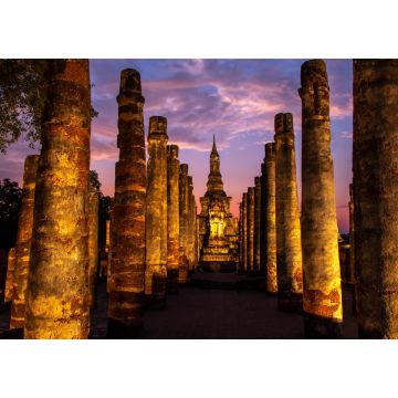 Lais Puzzle - Antike Tempel im Sukhothai Historical Park, Thailand, oranger Sonnenuntergang - 1.000 Teile