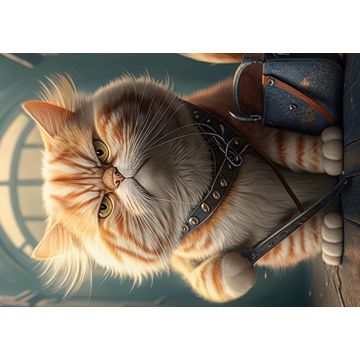 Lais Puzzle - Rot getigerte Katze mit Schwert und Handtasche im Cartoon Style - 1.000 Teile