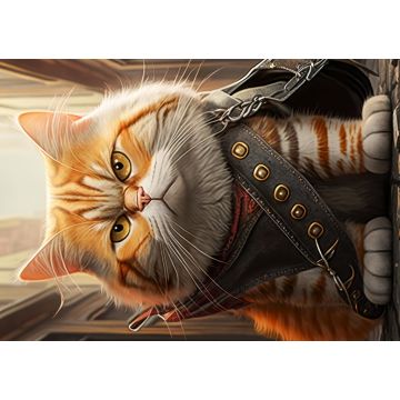 Lais Puzzle - Rot getigerte Katze mit Umhängetasche in einer Straße im Cartoon Film-Style - 1.000 Teile