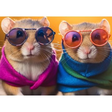 Lais Puzzle - Tierische Sommermode: Rennmäuse und Hamster mit bunten Sonnenbrillen - 1.000 Teile