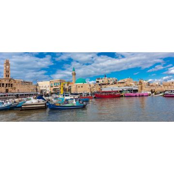 Lais Puzzle - Blick auf den Yachthafen mit Yachten und alten Hafenmauern in der Altstadt von Akko, Israel - 2.000 Teile