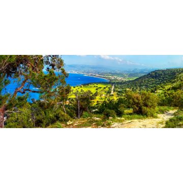 Lais Puzzle - Mediterrane Landschaft, Panorama, Fahne - Blick von oben von der Bergkette auf der Akamas-Halbinsel nahe der Stadt Polis, Insel Zypern, Republik Zypern - 2.000 Teile