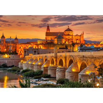 Lais Puzzle - Abendblick auf die Kathedrale mit römischer Brücke in Cordoba - Spanien - 1.000 Teile