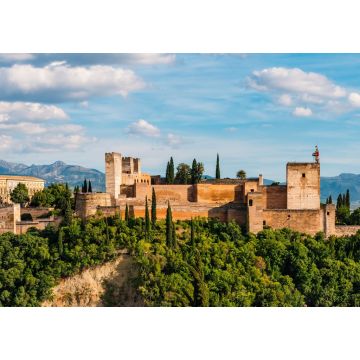 Lais Puzzle - Panoramaaussicht auf die Alhambra mit blauem bewölktem Himmel in Granada. Andalusien, Spanien - 1.000 Teile