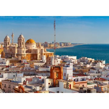 Lais Puzzle - Panoramasicht auf die Dächer der Altstadt und die Kathedrale von Santa Cruz am Morgen vom Turm Tavira in Cadiz, Andalusien, Spanien - 1.000 Teile