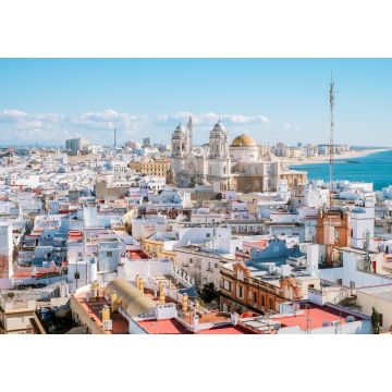 Lais Puzzle - Panoramasicht auf die Dächer der Altstadt und die Kathedrale von Santa Cruz am Nachmittag vom Turm Tavira in Cadiz, Andalusien, Spanien - 1.000 Teile