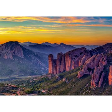 Lais Puzzle - Mallos de Riglos Felsen bei Sonnenuntergang, Huesca Provinz, Aragon, Spanien - 1.000 Teile