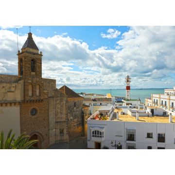 Lais Puzzle - Aussicht auf Rota mit der Kirche von O und dem Leuchtturm von Castillo de Luna (Schloss Luna). Provinz Cádiz Andalusien Spanien - 1.000 Teile