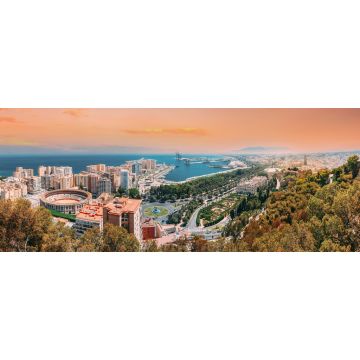 Lais Puzzle - Malaga, Spanien. Panorama Stadtlandschaft Höhenblick auf Malaga bei sonnigen Sommerabenden - 2.000 Teile