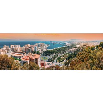 Lais Puzzle - Malaga, Spanien. Panorama Stadtlandschaft Höhenblick auf Malaga bei sonnigen Sommerabenden - 1.000 Teile