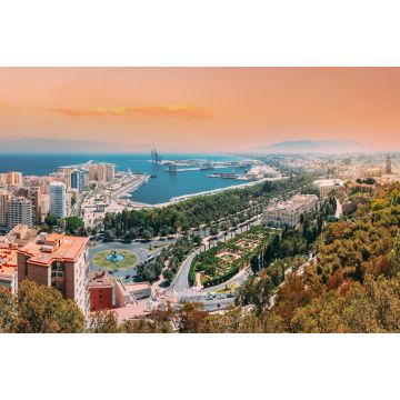Lais Puzzle - Malaga, Spanien. Panorama Stadtlandschaft Höhenblick auf Malaga bei sonnigen Sommerabenden - 2.000 Teile