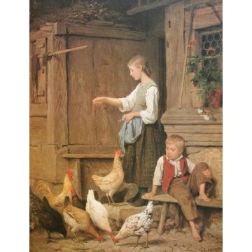 Lais Puzzle - Albert Anker - Mädchen die Hühner fütternd - 1.000 Teile