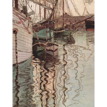Lais Puzzle - Egon Schiele - Segelschiffe im wellenbewegtem Wasser (Der Hafen von Triest) - 1.000 Teile