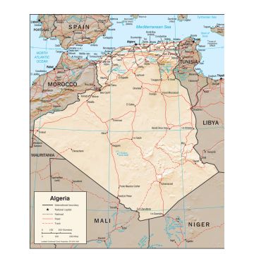 Lais Puzzle - Physische Landkarte Algerien - 1.000 Teile