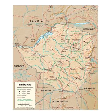 Lais Puzzle - Physische Landkarte Zimbabwe - 1.000 Teile