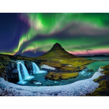 Lais Puzzle - Nordlicht, in Kirkjufell in Island mit Wasserfällen - 1.000 Teile